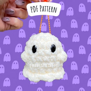 No Sew Ghost Keychain Crochet Pattern, Halloween Amigurumi Instructions, Keychain Amigurumi Pattern, Cute Gift