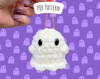 No Sew Ghost Keychain Crochet Pattern, Halloween Amigurumi Instructions, Keychain Amigurumi Pattern, Cute Gift