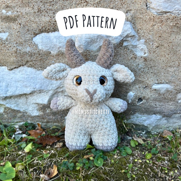 Goat Crochet Pattern, Low Sew Amigurumi Instructions, Farm Animal Plushie, Cute Birthday Gift