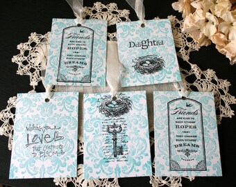 Shabby Chic Gift Tags // All Occasion Tags // Damask Gift Tag // Set of 5 Gift Tags