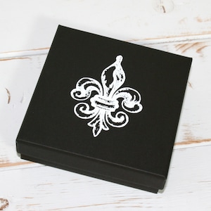 Fleur de lis gift box, Paper gift box, Black and white gift boxes, Jewelry gift boxes, Wedding, Decorative gift box