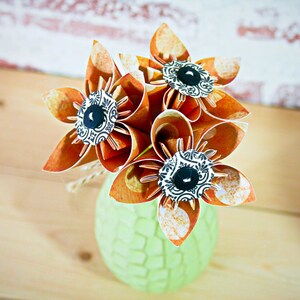 Orange Paper Flowers, Origami, Kusudama flowers, Orange and cream flowers