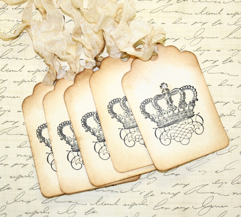 Crown Tags Vintage Style Crown Tags Wedding Tags Bridal Etsy