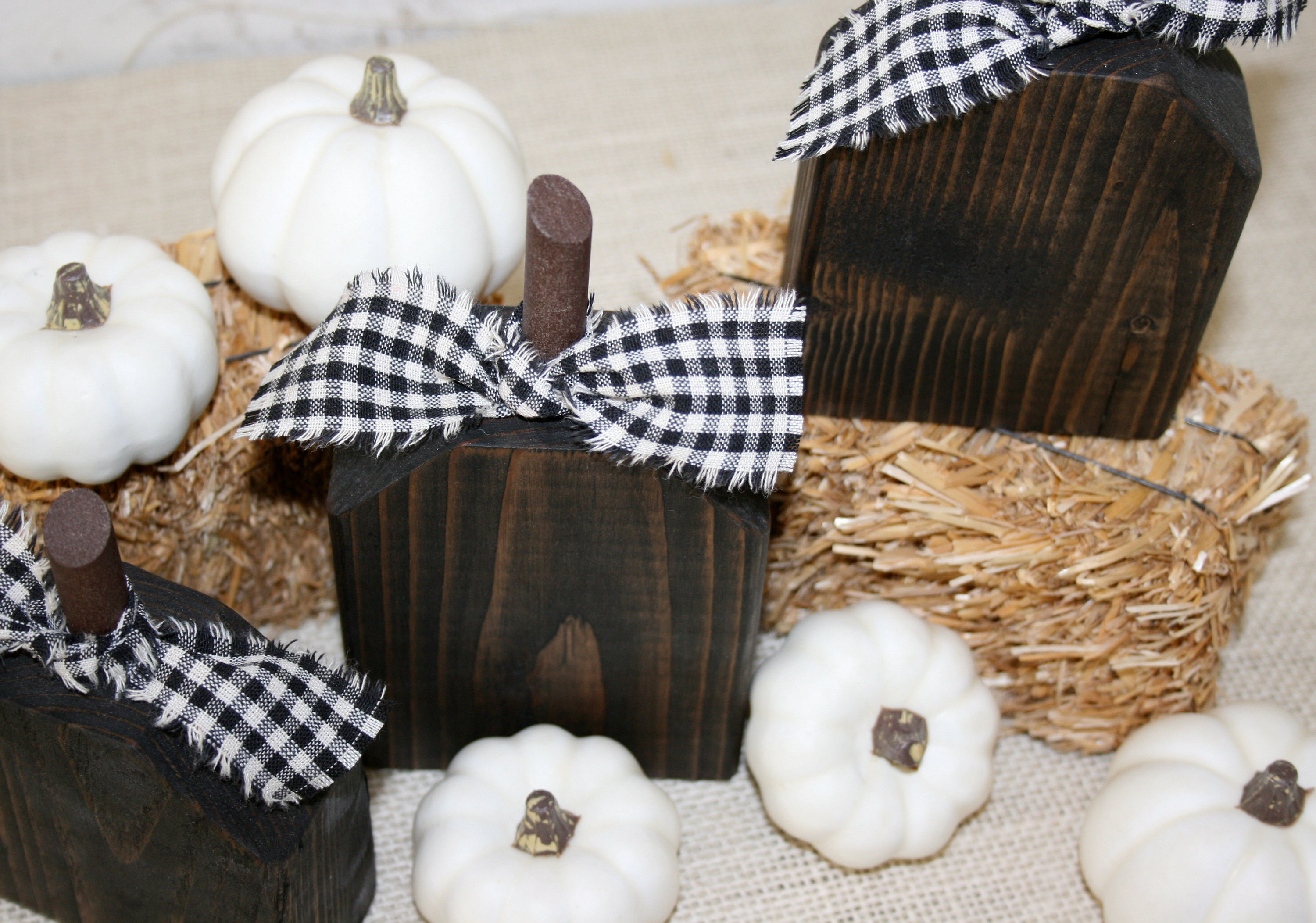 Wooden Pumpkin Set Rustic Wood Pumpkins Halloween Decor | Etsy