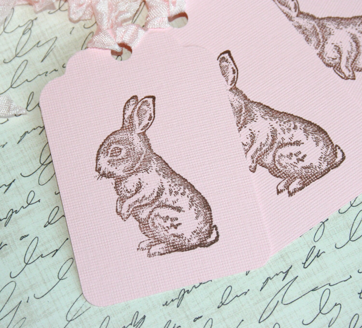 Pink Bunny Tags // Baby Shower Tags // Shabby Chic Gift Tags // Pink ...