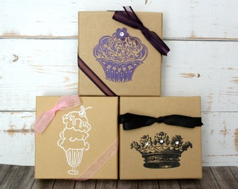 Set of 3 Gift Boxes, Paper gift box, Jewelry gift boxes, Bridesmaid gift box