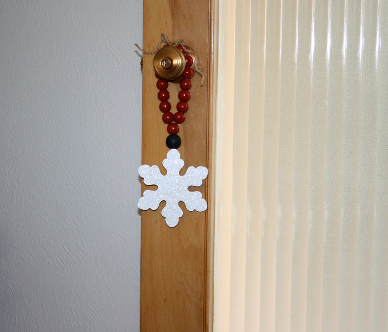 Snowflake Decor, Glittered Snowflake, Door knob hangers, Winter decor, tiered tray decor image 10