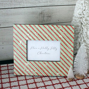 Red and green stripe Picture frame, Christmas decor, Rectangle Frame, photo frame, 4 x 6 frame, Red frame, Christmas photo frame
