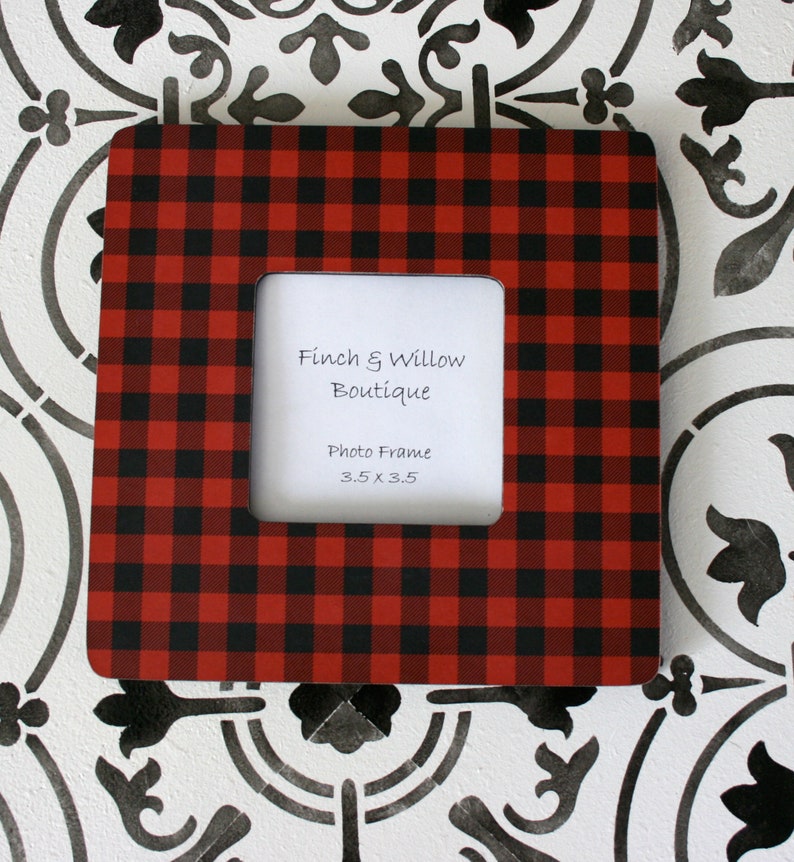 Red and Black Picture Frame Buffalo Check Decor Square Etsy