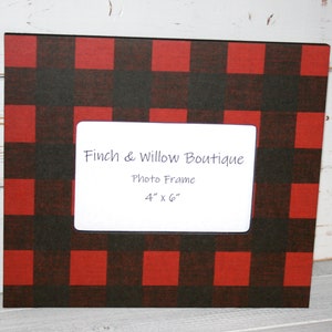 Red and black Picture frame, Buffalo Check Decor, Rectangle Frame, photo frame, 4 x 6 frame, Red frame, Christmas photo frame