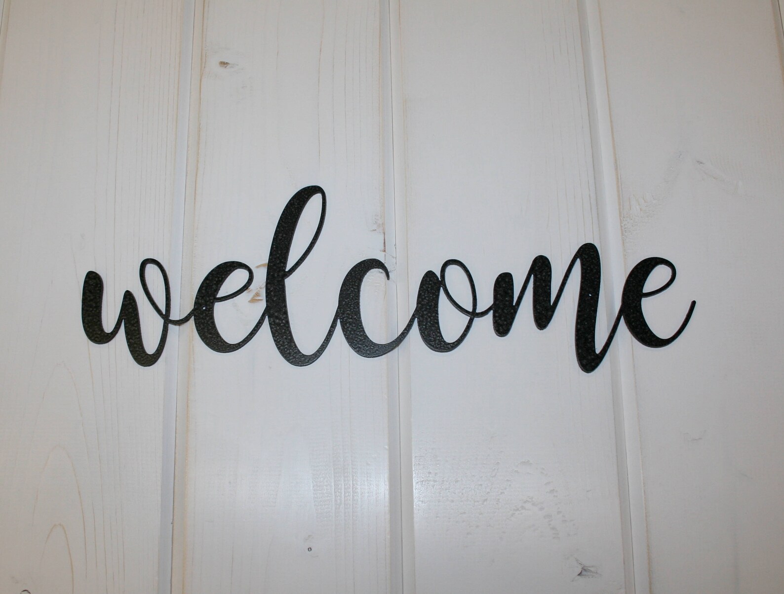 Welcome Sign, Hammered Matte Black, Metal Word, Metal Wall Art ...