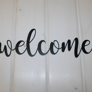 Welcome Sign, Hammered Matte Black, Metal Word, Metal Wall Art ...