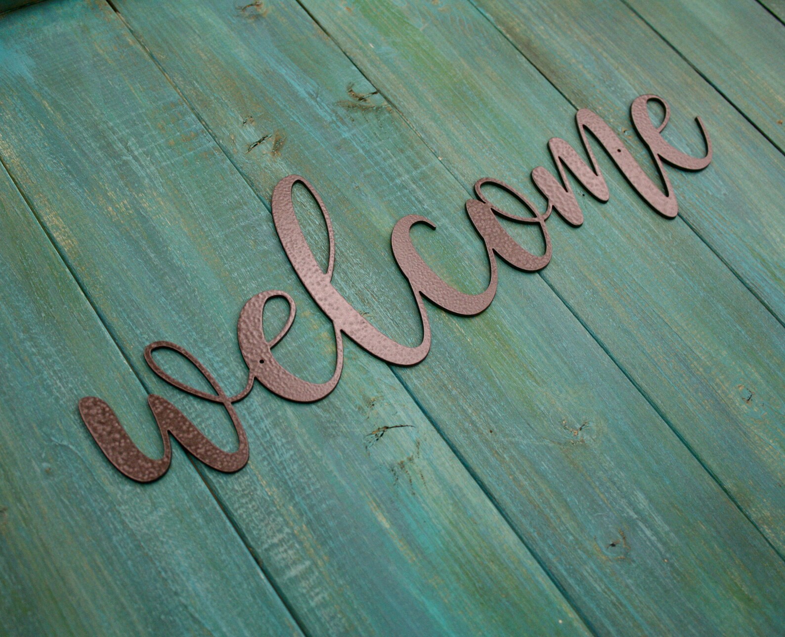 Welcome Sign, Hammered Matte Black, Metal Word, Metal Wall Art ...