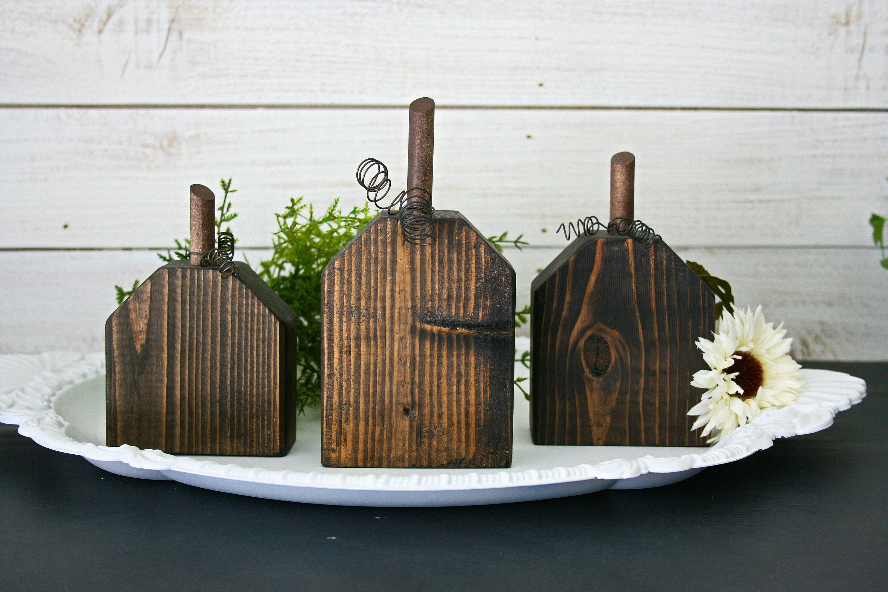 Wooden Pumpkin Set, Rustic Wood Pumpkins, Halloween Decor, Fall Decor ...