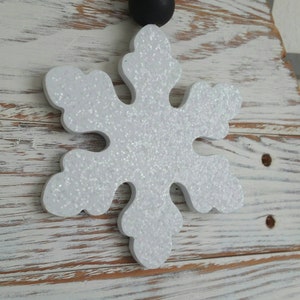 Snowflake Decor, Glittered Snowflake, Door knob hangers, Winter decor, tiered tray decor image 2
