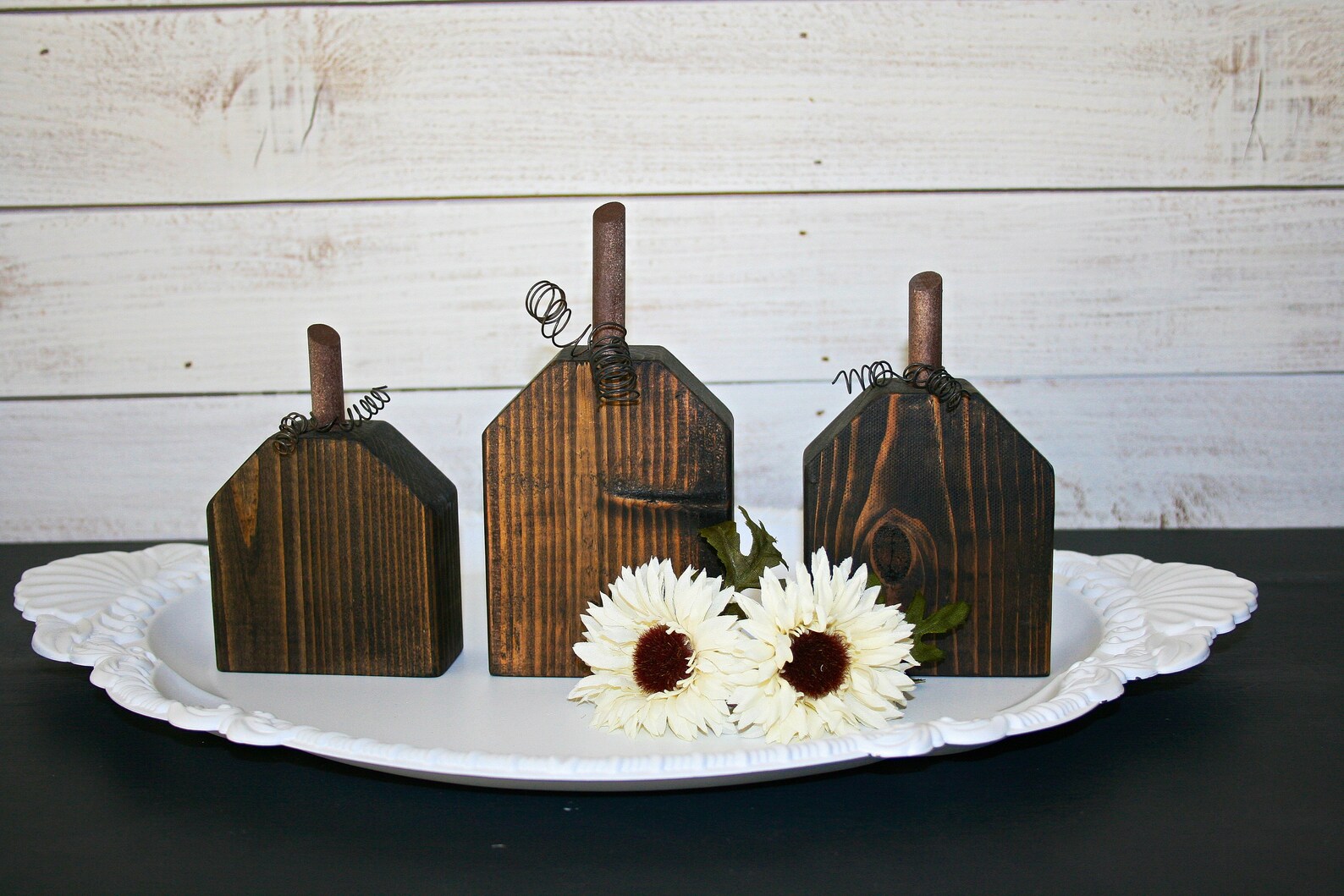 Wooden Pumpkin Set, Rustic Wood Pumpkins, Halloween Decor, Fall Decor ...