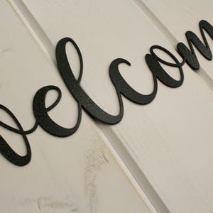 Welcome Sign, Hammered Matte Black, Metal Word, Metal Wall Art ...