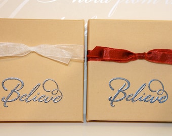 Believe Holiday gift box, Embossed Gift Boxes, Paper gift box, Jewelry gift boxes, Christmas, Decorative gift box