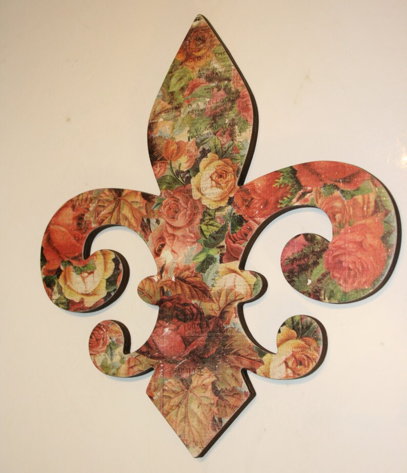 Fleur De Lis Wall Decor Floral Wall Decor Rose Wall Decor Etsy