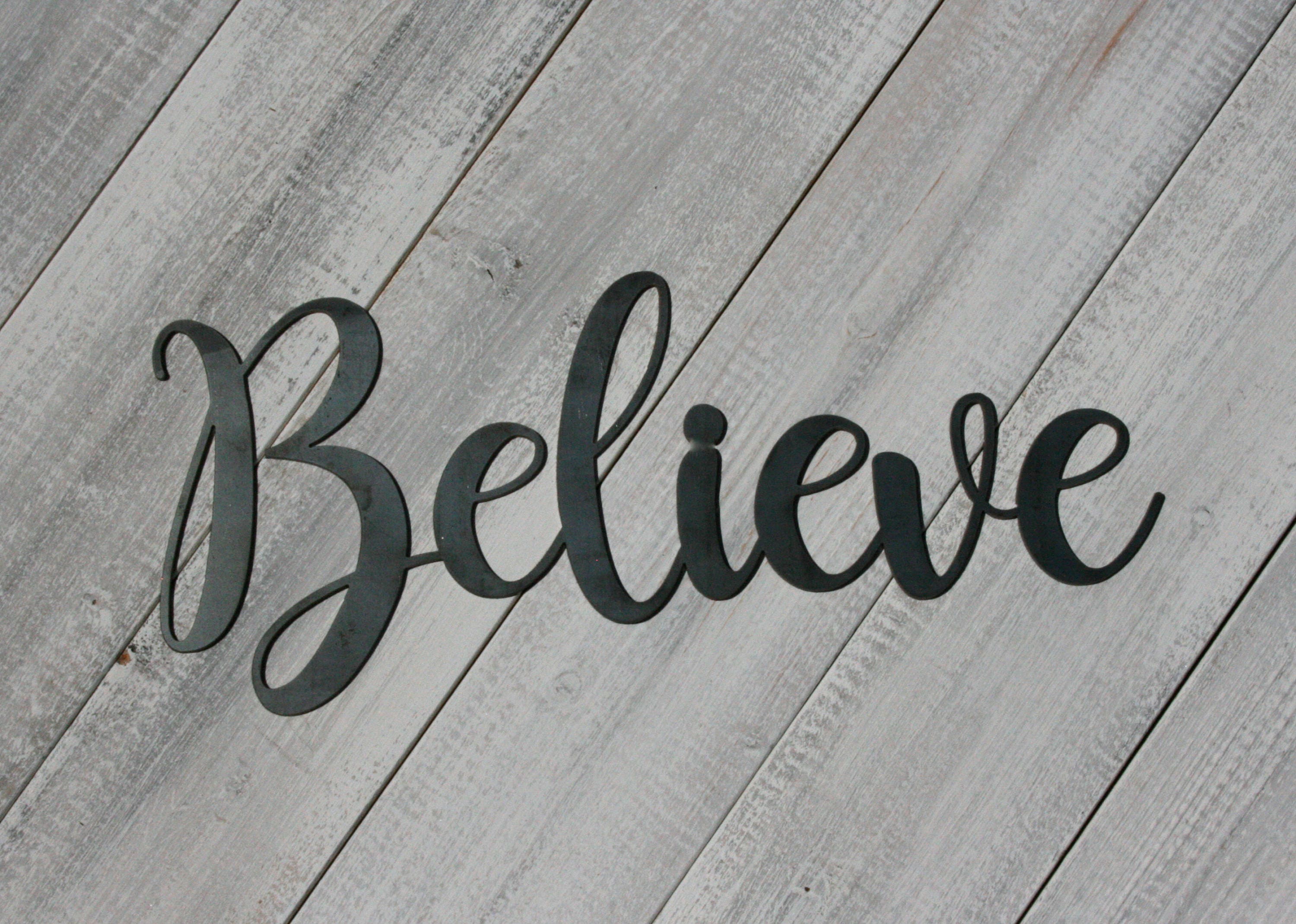 Believe Sign Christmas decor Metal Word Metal Wall Art Etsy