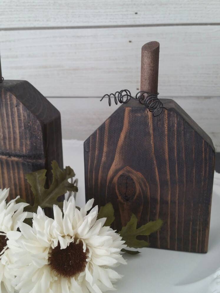 Wooden Pumpkin Set, Rustic Wood Pumpkins, Halloween Decor, Fall Decor ...