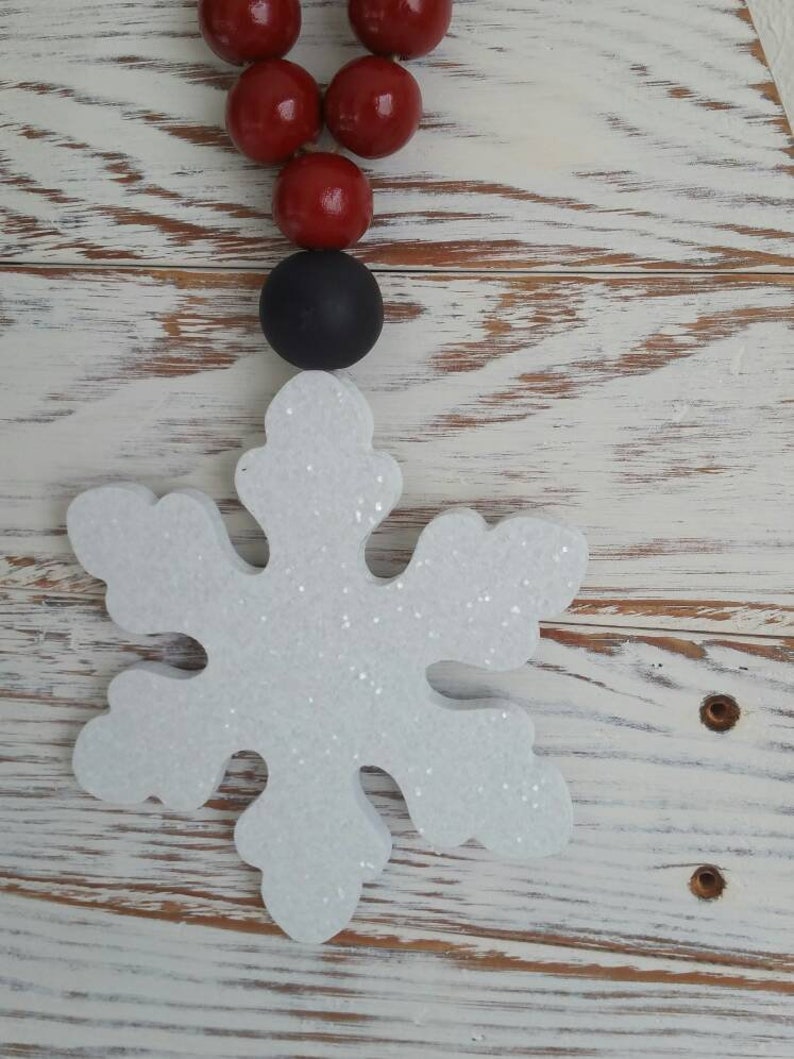 Snowflake Decor, Glittered Snowflake, Door knob hangers, Winter decor, tiered tray decor image 4