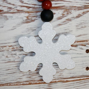 Snowflake Decor, Glittered Snowflake, Door knob hangers, Winter decor, tiered tray decor image 6