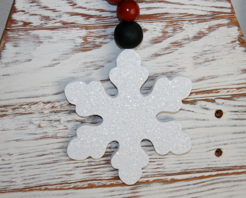 Snowflake Decor, Glittered Snowflake, Door knob hangers, Winter decor, tiered tray decor image 6