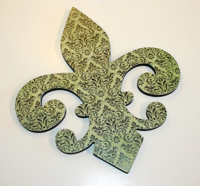 Fleur De Lis Wall Decor Green and Black Wall Decor French Etsy