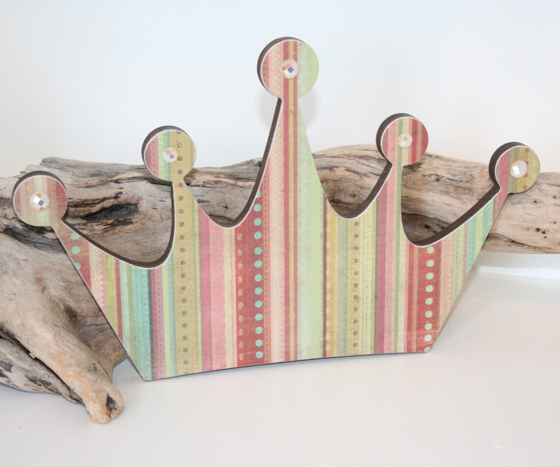 Princess Crown Wall Decor , Retro Stripe Wall Decor, Pink Princess ...
