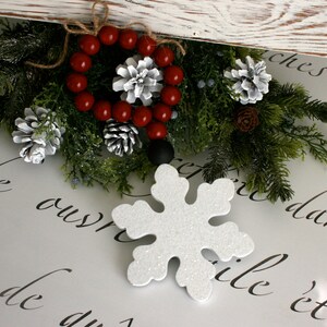 Snowflake Decor, Glittered Snowflake, Door knob hangers, Winter decor, tiered tray decor image 8