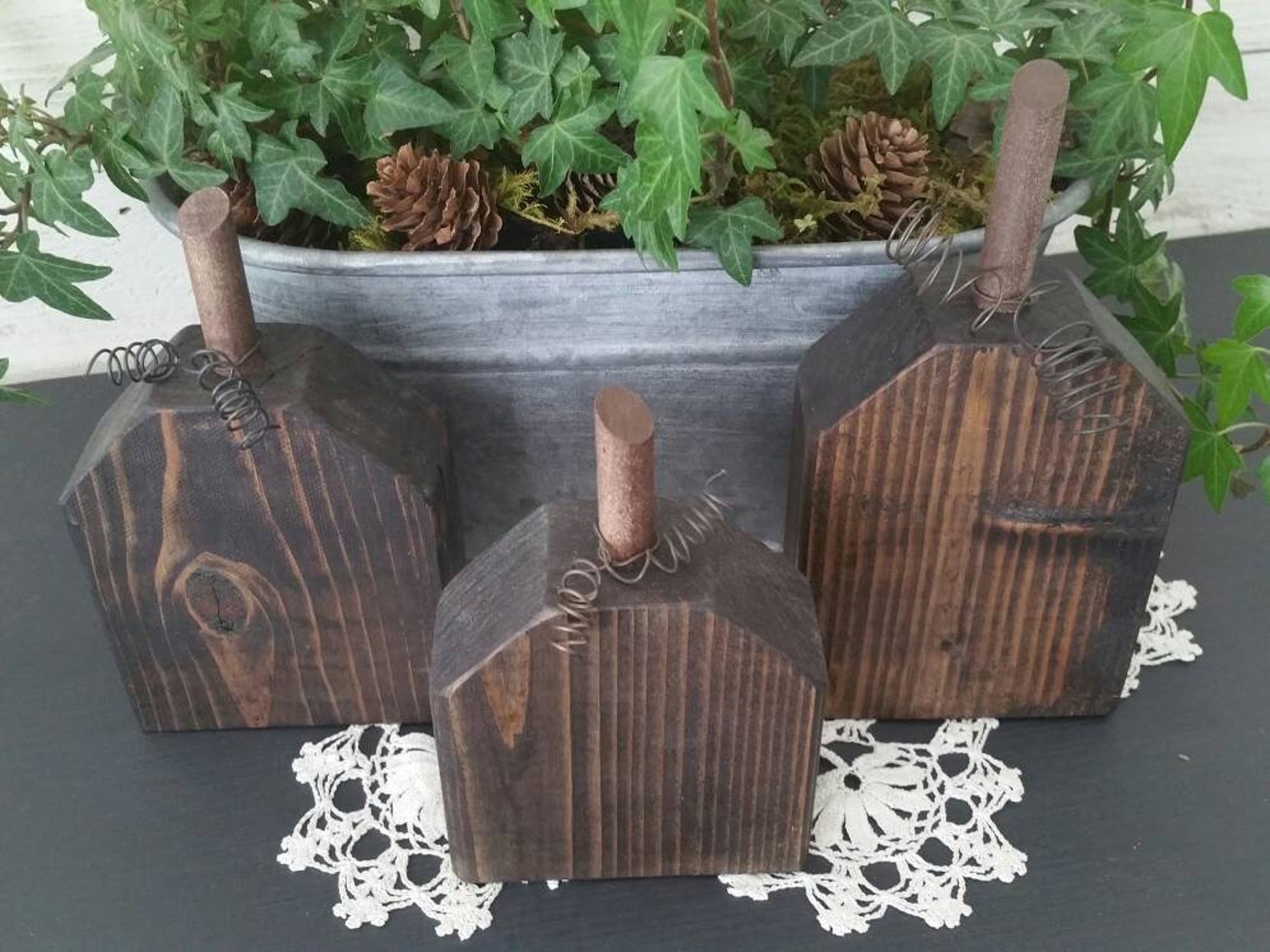 Wooden Pumpkin Set, Rustic Wood Pumpkins, Halloween Decor, Fall Decor ...