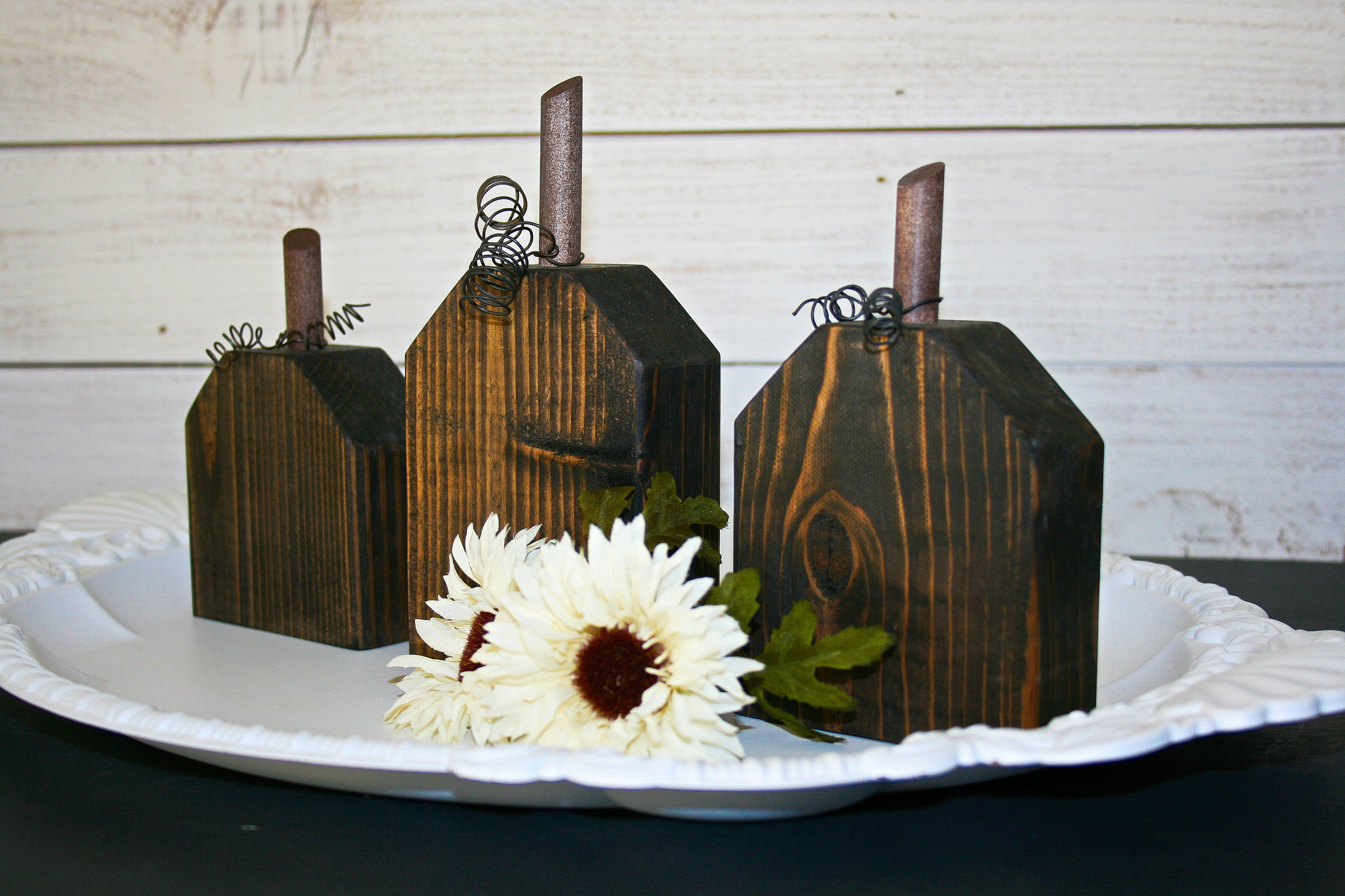 Wooden Pumpkin Set, Rustic Wood Pumpkins, Halloween Decor, Fall Decor ...