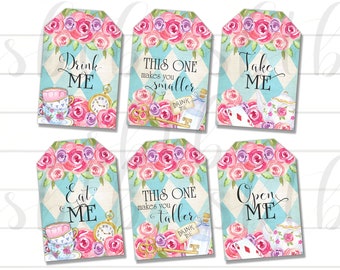 Mad Tea Party Favor Tags | Goody Treat Bag | Eat Me Drink Me | Onederland First Birthday | Alice in Wonderland | Printable Digital Download