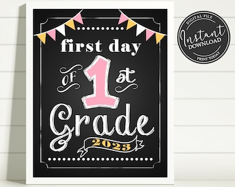 DIY First Day of School Printable Sign Poster Boys Girls Back to School Photo Prop DIY Digital File 1st First Grade Classroom Decoration