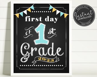 DIY First Day of School Printable Sign Poster Boys Girls Back to School Photo Prop DIY Digital File 1st First Grade Classroom Decoration