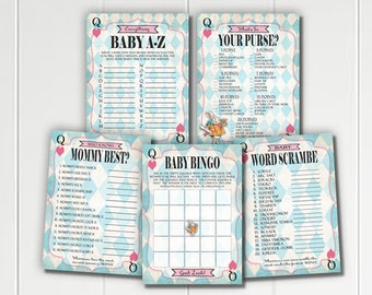 Alice in Wonderland Printable Baby Shower Games Bingo Word | Etsy Alice in Wonderland Printable Baby Shower Games Bingo Word | Etsy