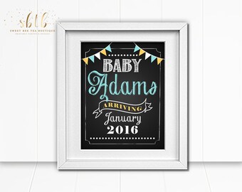 We're Expecting Pregnancy Printable Chalkboard Poster Sign - Photo Prop - New Baby Announcement - Big Brother Big Sister Only Child Expiring