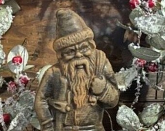 Extra Large Blackened Beeswax Santa with Bag