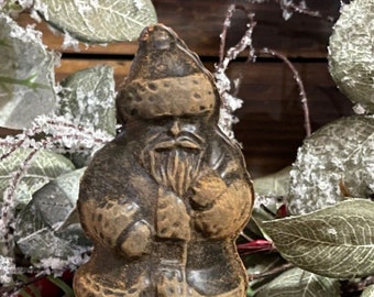 Small Blackened Beeswax Santa with Bag