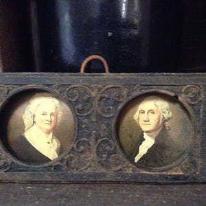 Blackened Beeswax Frame w/George and Martha Washington