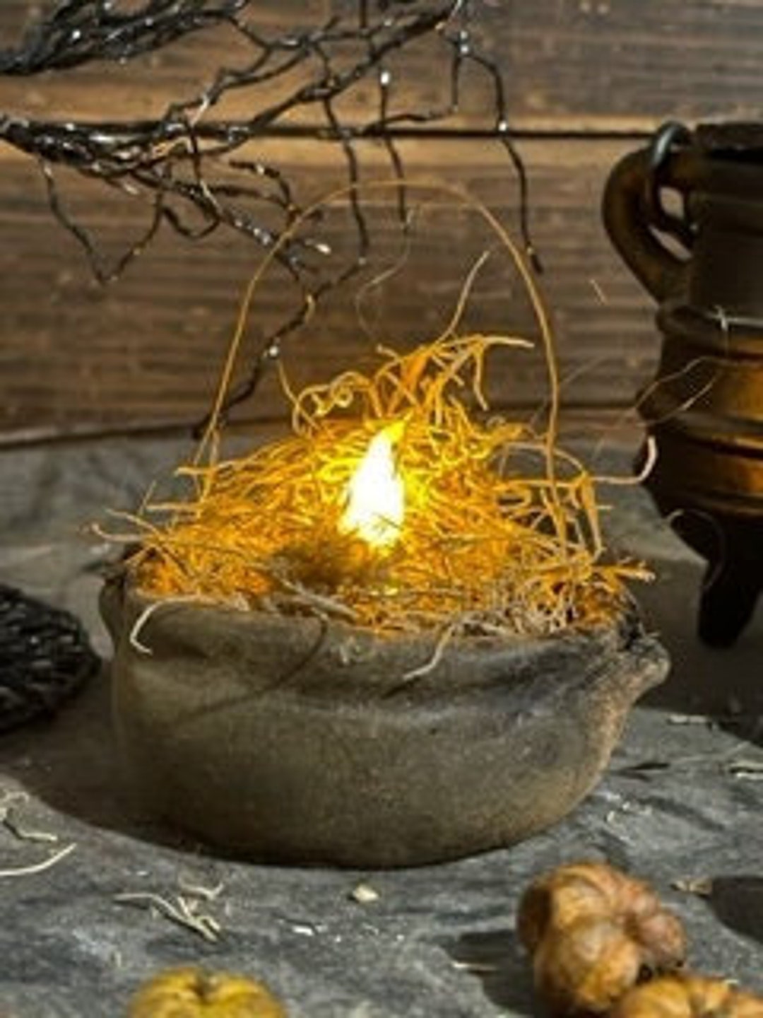 Beeswax Cauldron Candle W/timer Tealight Etsy