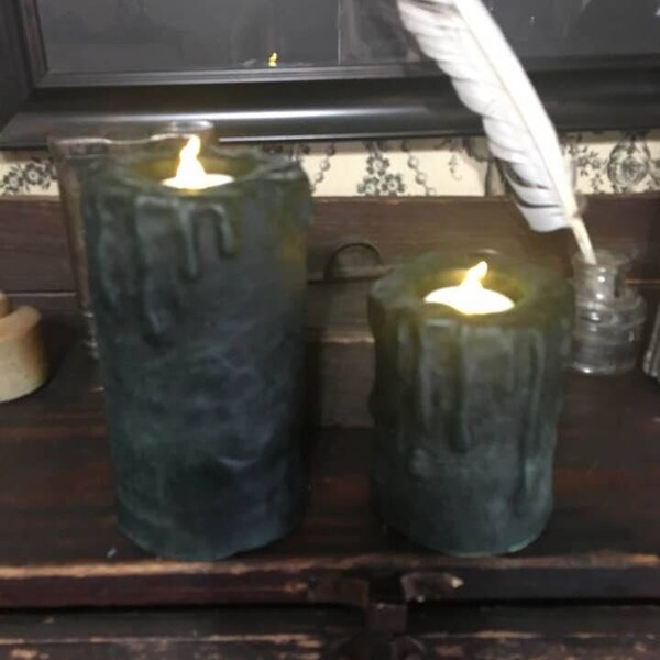 Drippy Black Beeswax Flameless Candles w/Timer Tealight