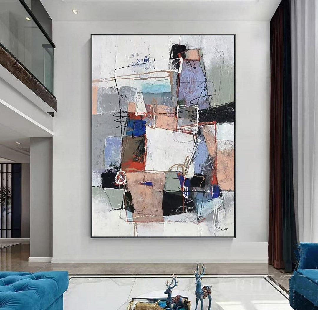 Large Abstract Oil Painting on Canvas: Modern Wall Art - Etsy