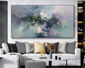 Large Abstract Oil Painting on Canvas, Hand Painted Wall Art