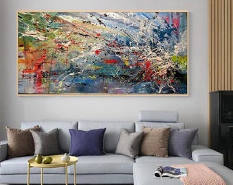 Groot abstract olieverfschilderij op canvas, moderne wanddecoratie