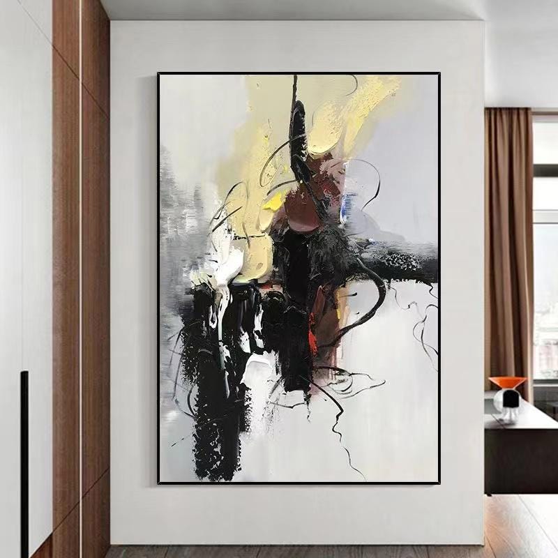 キャンバスに描かれた大型抽象油絵：モダンな壁掛けアート - Etsy 日本