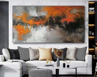 Large Abstract Oil Painting on Canvas, Hand Painted Wall Art