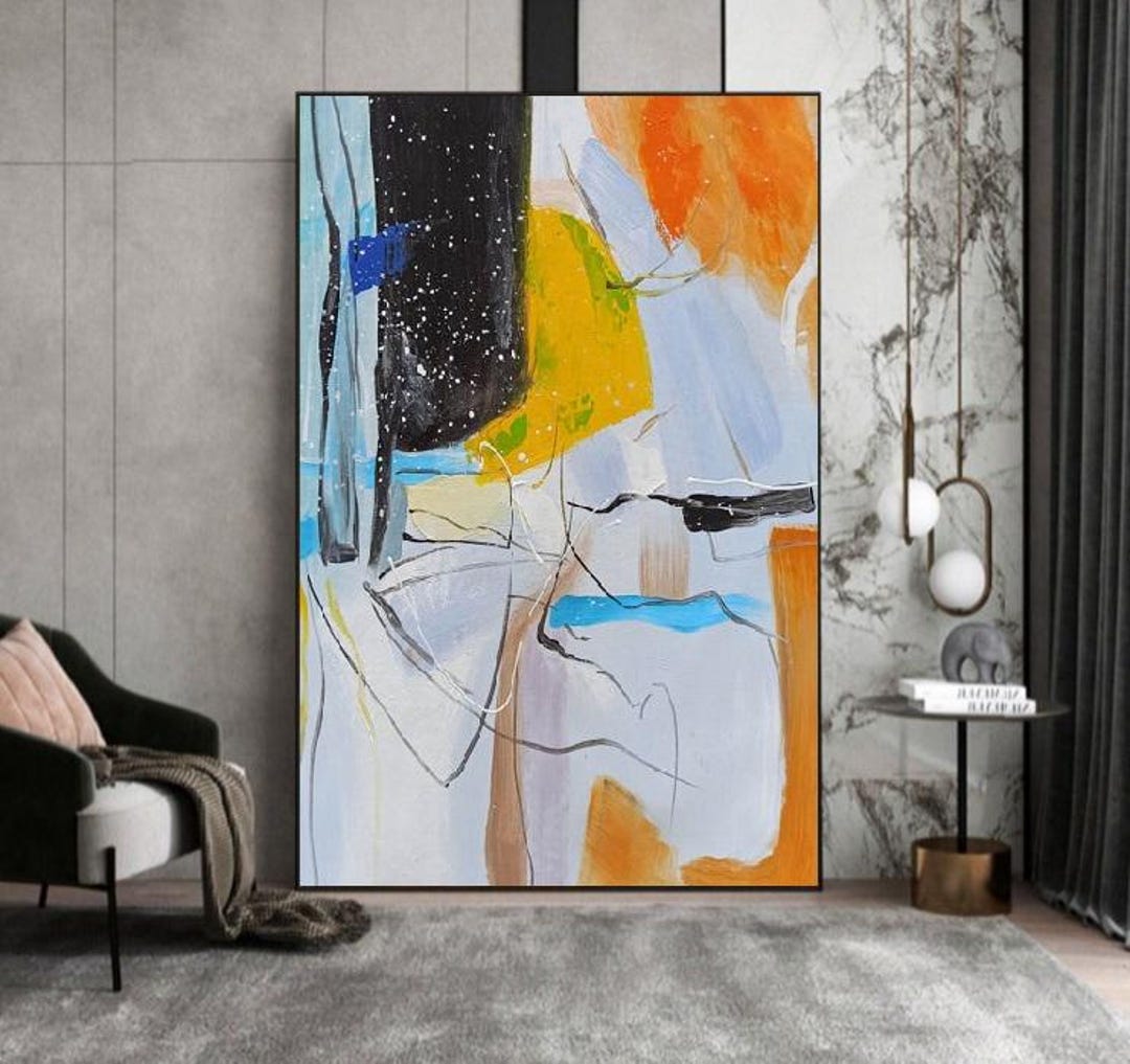 Large Abstract Oil Painting on Canvas: Modern Hand Painted Wall Art - Etsy