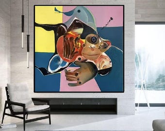 Large Abstract Oil Painting on Canvas, Modern Wall Art #AB3025K